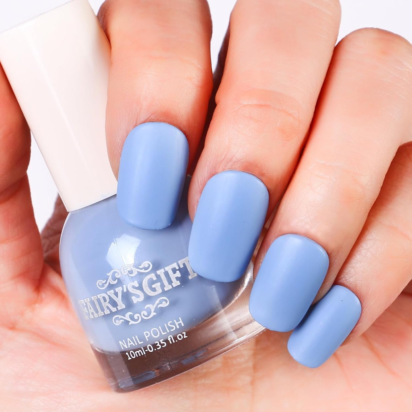 Matte Nail Polish Air Dry Nail Lacquer for Nail Art Varnish, Mist Effect Matte Finish Velvet Nail Polish, 0.35 fl oz (Pure Blue-19, 10 ML)