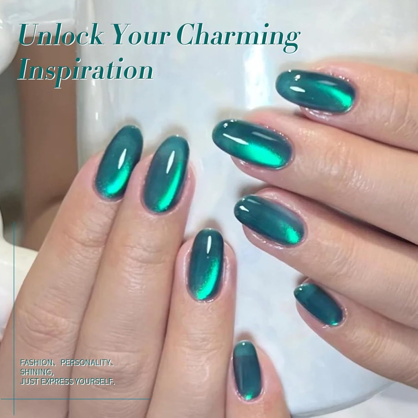 Born Pretty Blue Cat Magnetic Eye Gel Nail Polish Crystal Glass Sea Blue Magnetic Gel Polish Nail Art Manicure DIY at Home 15ML