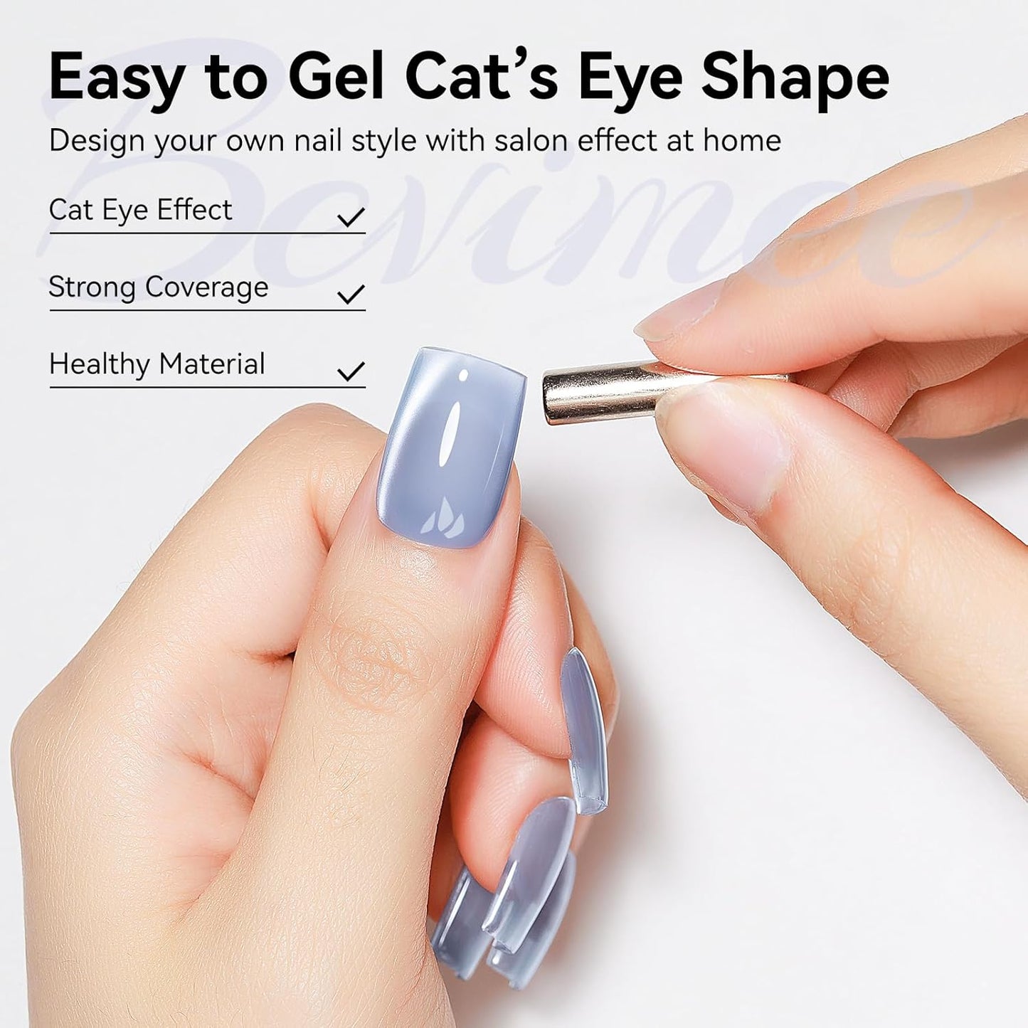 Cat Eye Gel Nail Polish Blue, Magnetic Cateye Gel Polish Sheer Blue Glitter Holographic With Magnet for Nail Salon DIY At Home