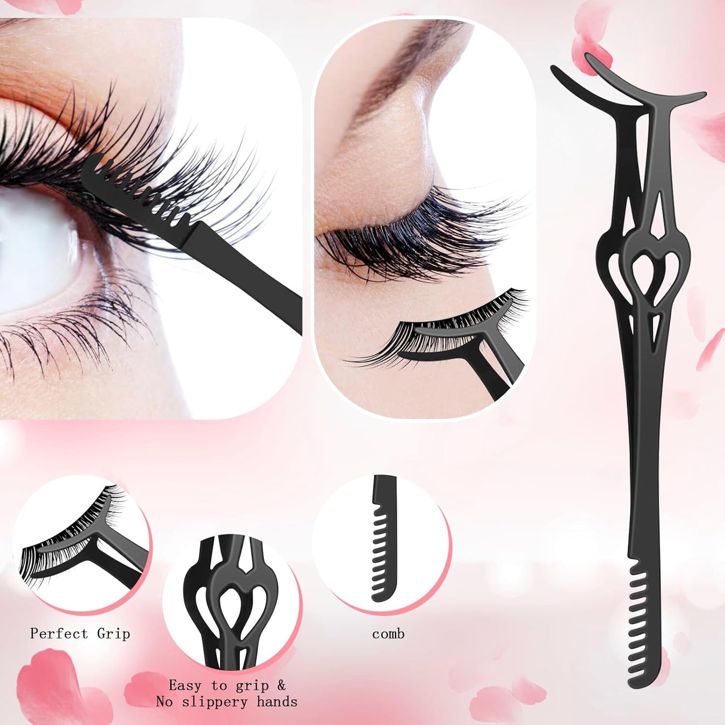 Eyelash Applicator Tool – 3-in-1 Lash Applicator Tool Set with Eyelash Extension Tweezers, Brush – Professional Eye Lash Applicator Tools for DIY Eyelash Extensions, Cluster Lashes