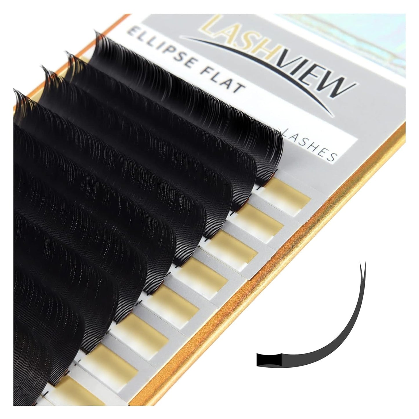 LASHVIEW Eyelash Extension,Ellipse Flat Eyelash Extensions,Individual Lashes,0.15mm C Curl 12mm,Lash Extension,Semi-Permanent,Extremely Light & Soft,Professional Salon Use.