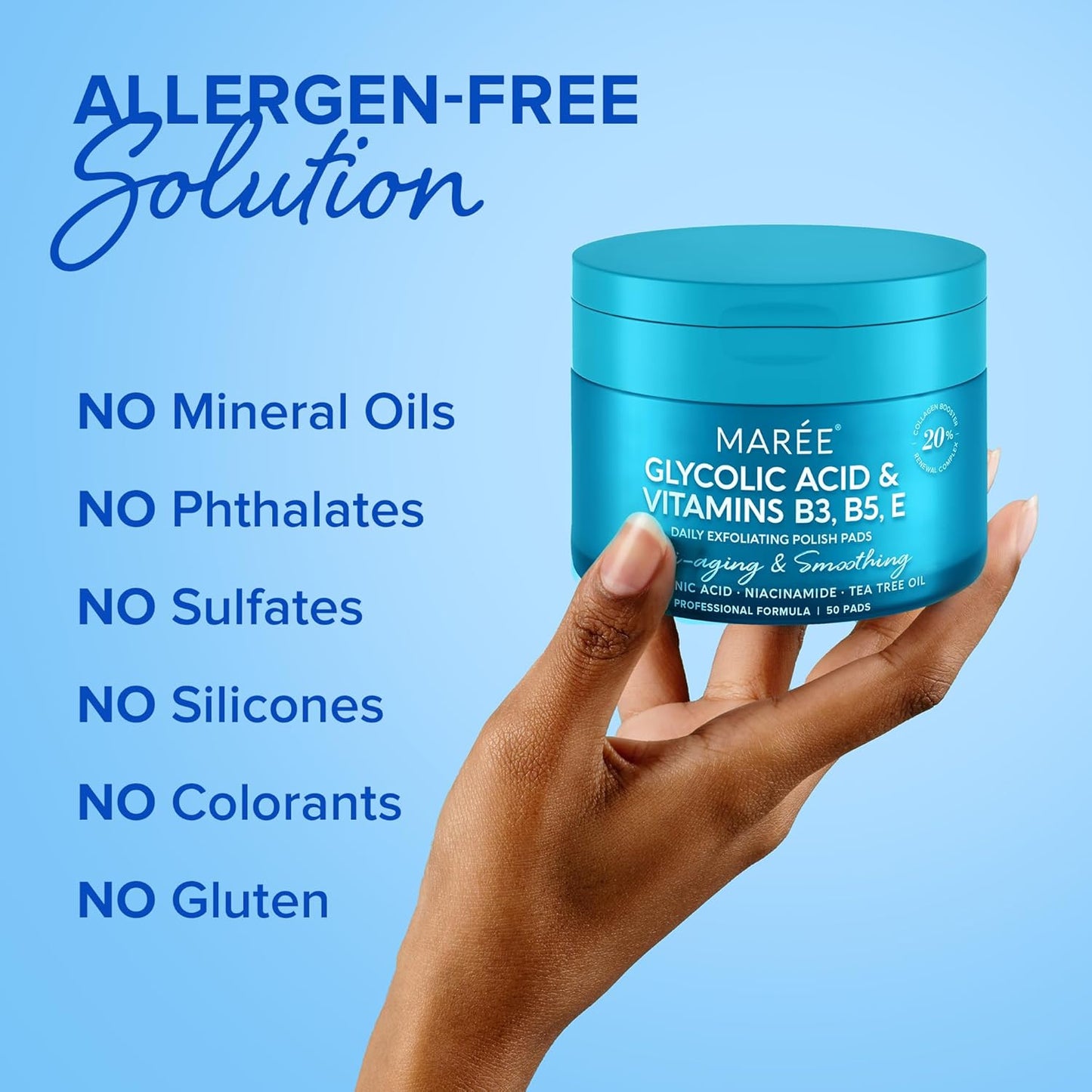 MAREE Glycolic Acid Polishes 2 PACK - Toner Polishes for Face Cleansing - Tea Tree Oil, Salicylic Acid & Vitamins E, B3, B5 - Facial Peel & Radiance Deep Cleaning Effect