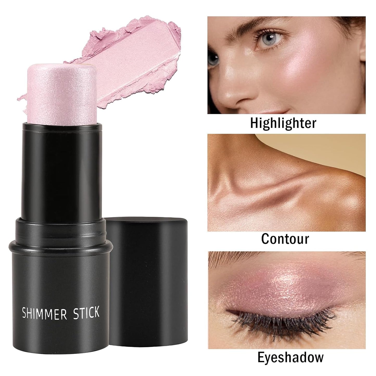 Boobeen Highlighter Makeup Stick Highlighter Bronzer Stick Glow Face Illuminator Highlight Contouring Sticks Waterproof Long-lasting