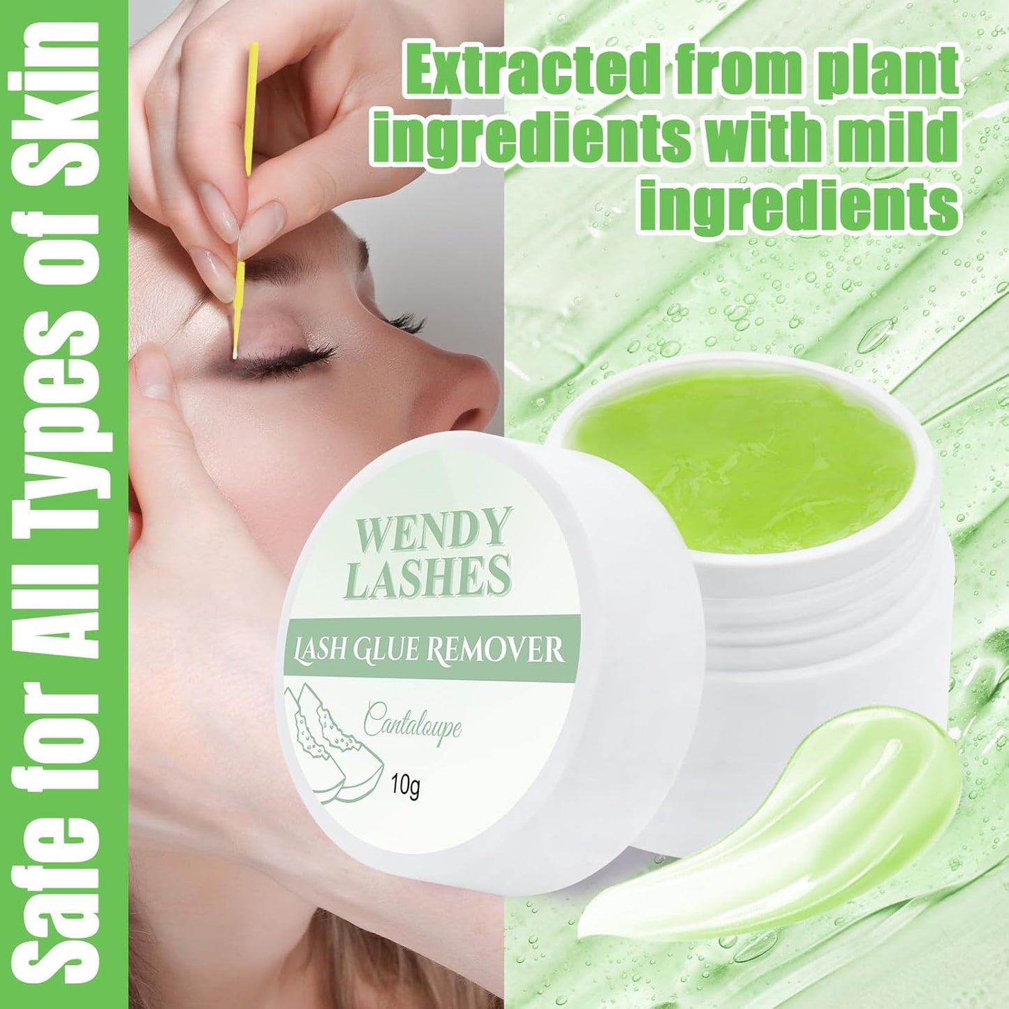 Wendy Lash Remover for Eyelash Extensions: Effectively Cluster Glue Remover Cream, Green Cantaloupe