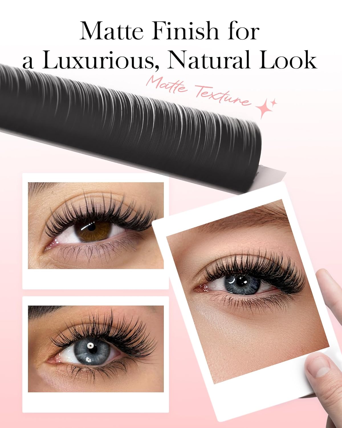 BEYELIAN Flat Eyelash Extension, Ellipse Lash Extensions 0.15 D Curl 16mm 16 Rows Matte Black Eyelash Extension Supplies Classic Lash Extensions Individual Eyelashes Salon Use