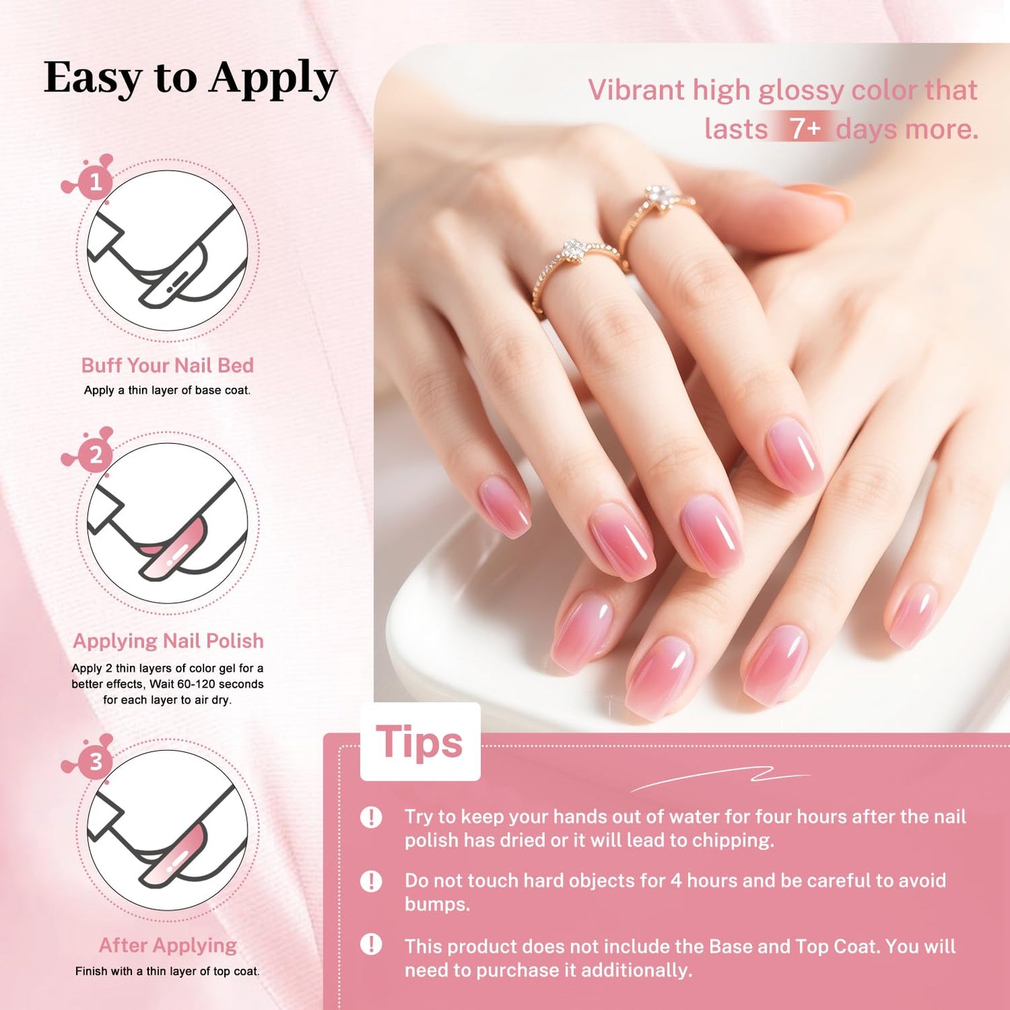 16.5ml Jelly Rose Pink Nail Polish Large Volume Quick Dry Nail Polish, Long Lasting Shine, Fingernail Toenail Nail Art DIY Home Travel Nail Art Gift