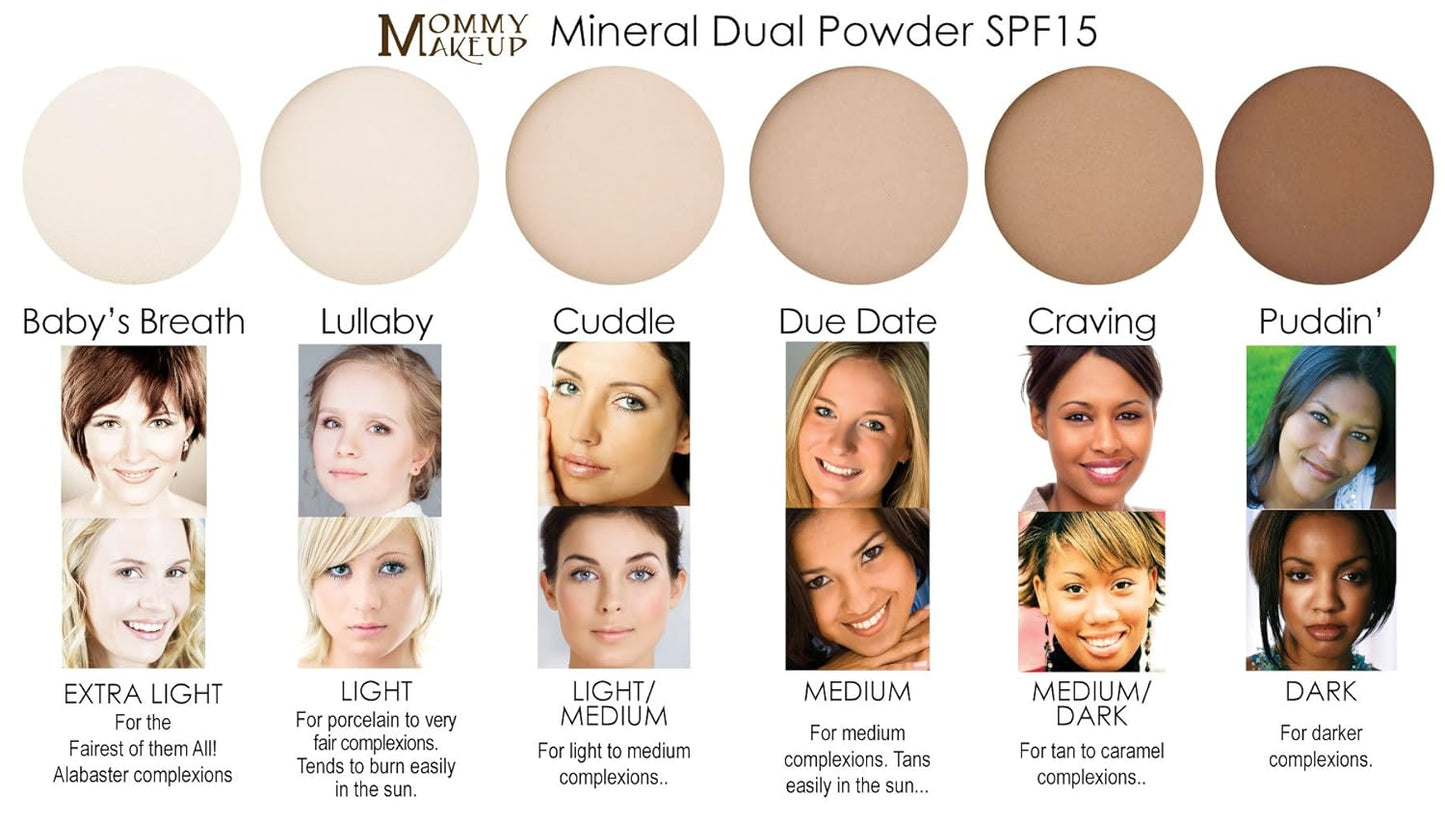 Mineral Dual Powder in Craving (Medium/Dark) | 4-in-1 Pressed Mineral Foundation with SPF 15 for Flawless Glow & Soft Looking Skin | Oil Free, Talc Free, Gluten Free | 0.45 Oz | by Mommy Makeup