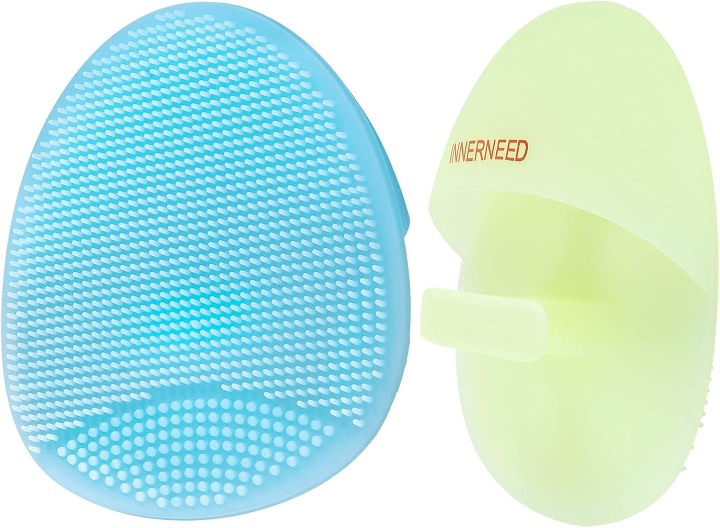 INNERNEED Soft Silicone Facial Cleansing Brush Manual Face Scrubber Exfoliating Massage Scrub Acne Blackheads Remove Handheld Pads for Sensitive, Delicate, Dry Skin (Pack of 2)