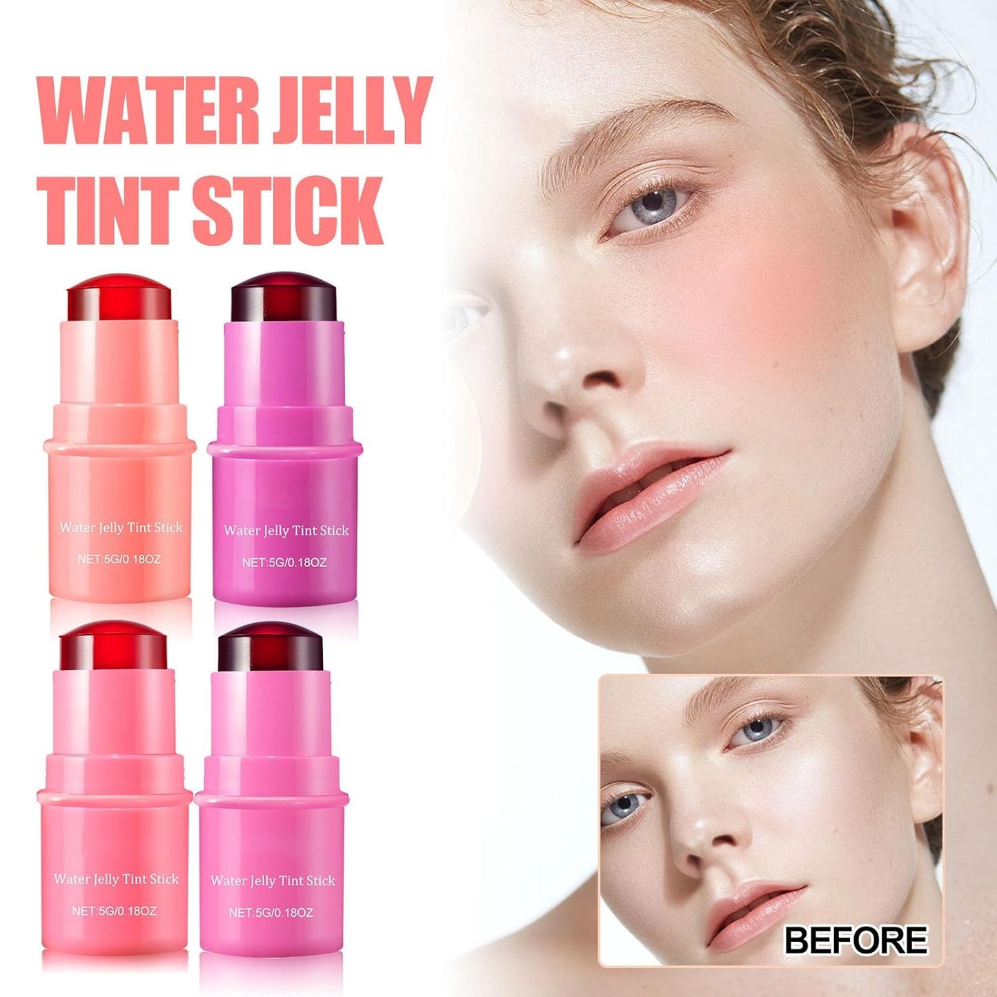 Milk Water Jelly Tint, Sheer Lip & Cheek Stain, Milk Jelly Blush Stick, Buildable Watercolor Finish, 1,000+ Swipes Per Stick. (Berry)