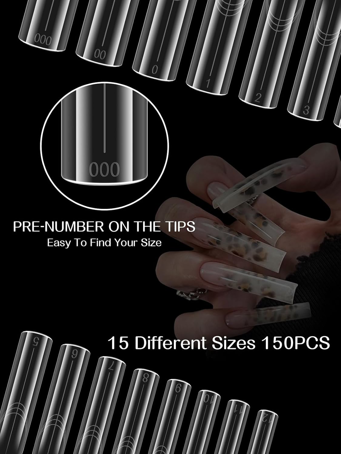 TOROKOM Poly Nail Gel Dual Nail Forms, 150 PCS Poly Nail Gel Square Structure Nail Molds for Builder Gel Poly Extension Gel Nail Art Design Salon&DIY