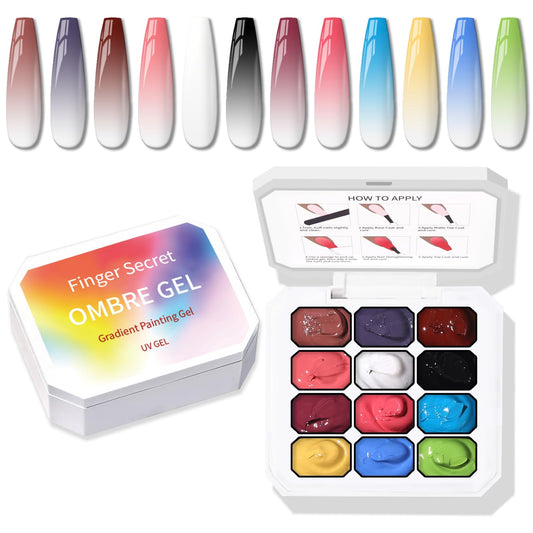 Sponge Pat Paint Nail Gel, Ombre Nails Gradient Gel Nail Blush Blooming Aura Nails Drawing Stripper Floral Painting DIY Nail Art, No Wipe, UV/LED Curing (12 Colors D)