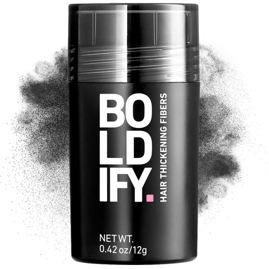 BOLDIFY Hair Fibers (12g) - Fill In Thinning and Fine Hair for an Instantly Fuller, Thicker Look - 14 Shades for Women & Men - Black