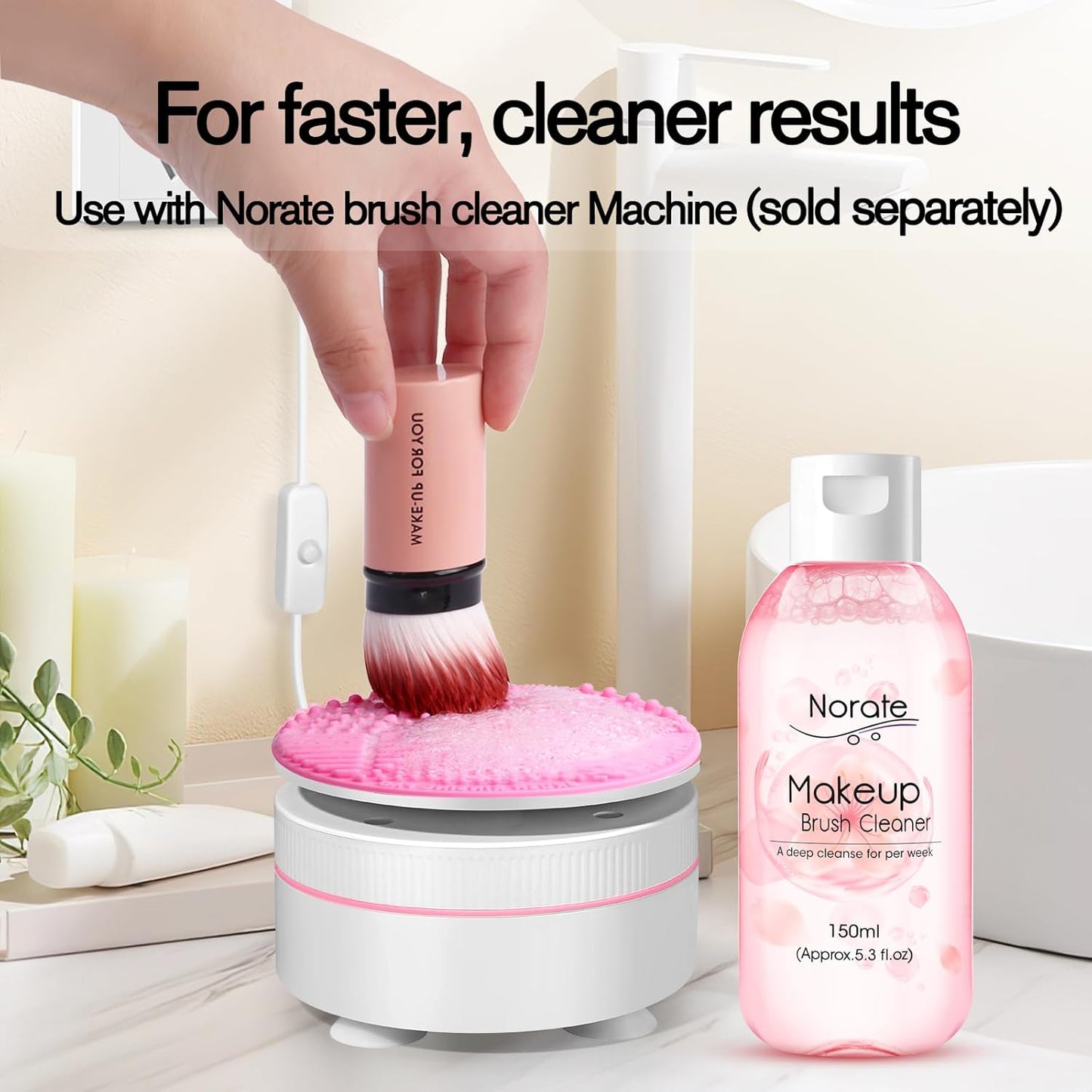 Norate Makeup Brush Cleaner, Make Up Brush Cleansers Solution, Makeup Cleaner for Makeup Brushes, Beauty Sponge, Powder Puff, Deep Clean Brush Shampoo, Gentle Formula Cruelty Free 5.3 FL.OZ