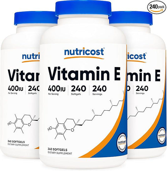 Nutricost Vitamin E 400 IU, 240 Softgel Capsules (3 Bottles)