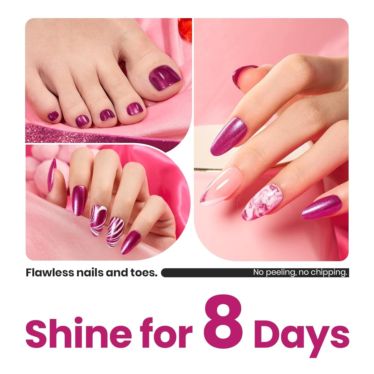 Beetles Hot Pink Nail Polish 15ml, Valentines Day Gifts for Women Fast Drying & Long Lasting Glitter Nail Polish Pink Nail Lacquer Glossy for DIY Nail Salon-Quality Results