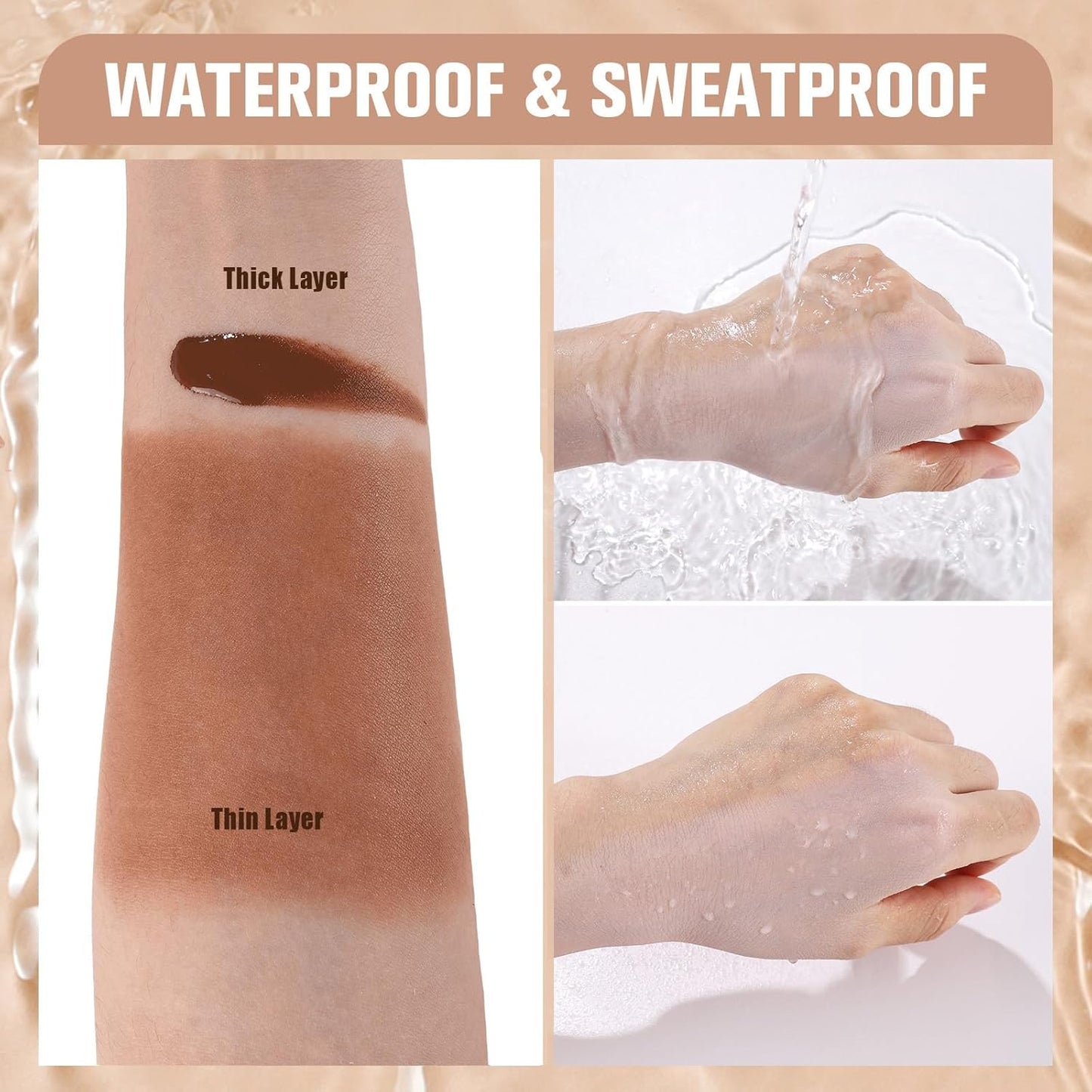 UCANBE Matte Liquid Foundation with Brush, Skincare Serum Foundation Face Makeup with Hyaluronic Acid, Medium to Full Coverage Waterproof Oil Control Longwear, for Mature Skin, Cocoa, 1 fl. oz.