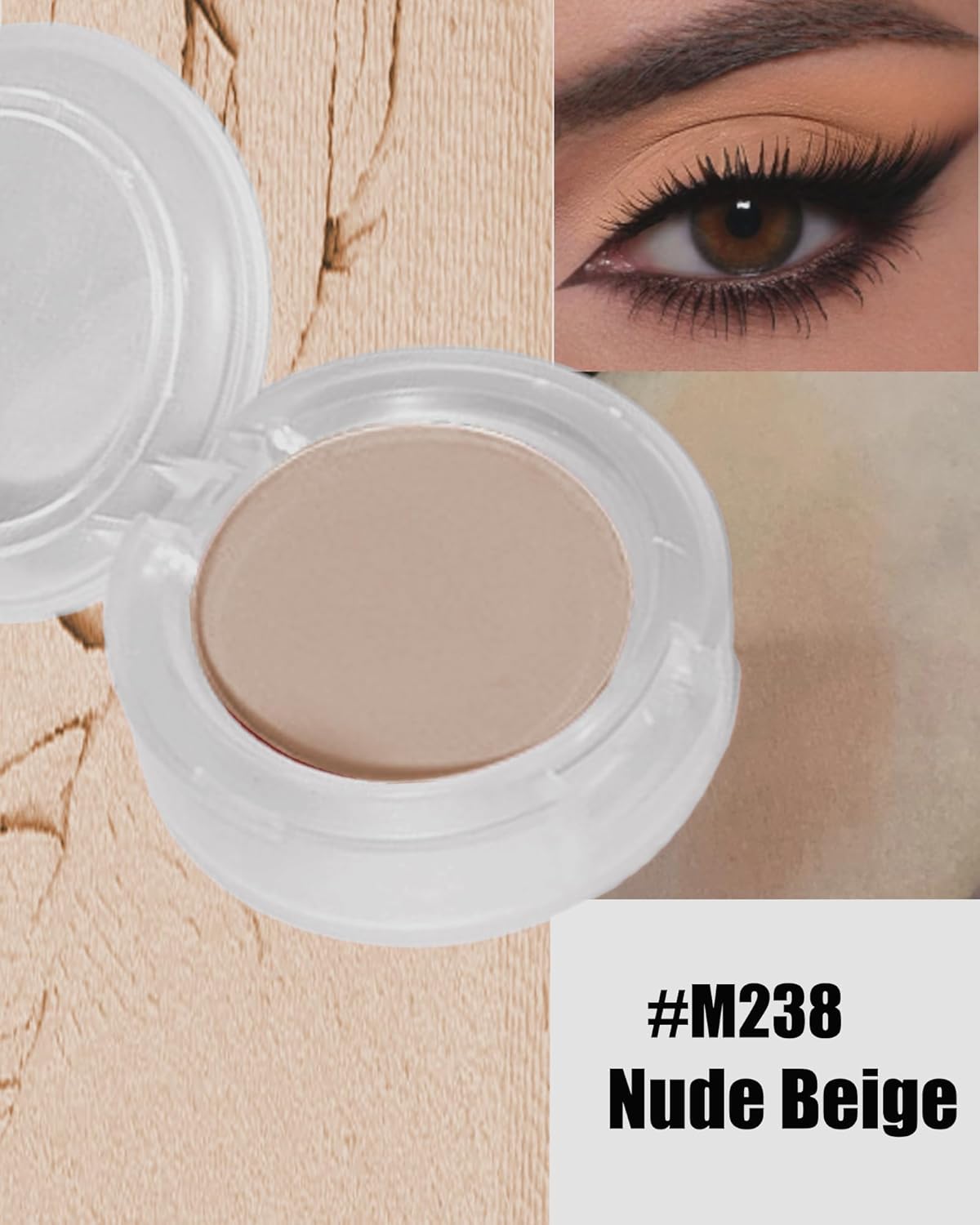 Single Matte Eyeshadow,Nude Beige Brown Eye Shadow Palette Primer Base Makeup,High Pigment Waterproof Pressed Eye Shadows Powder with Smooth Powder,Lightweight Blendable Formula for Daily Eye Look-238