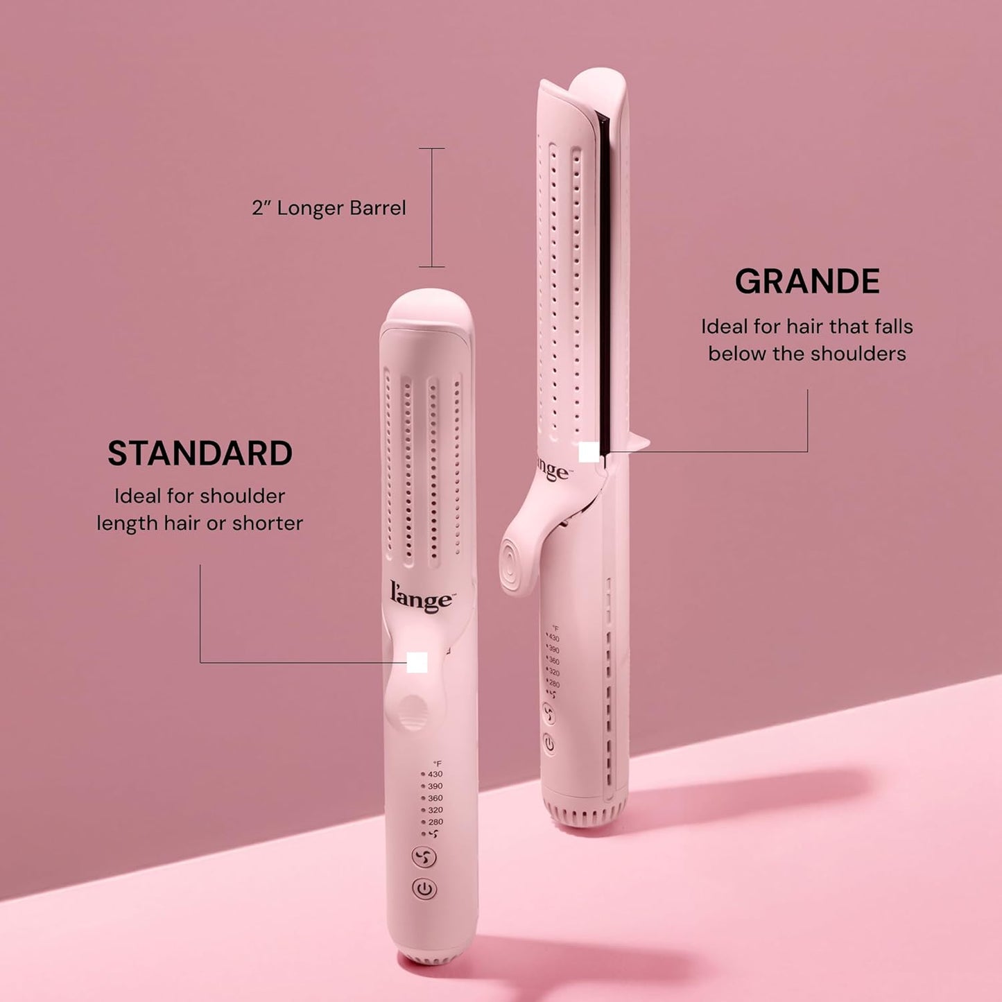 L'ANGE HAIR Le Duo Grande 360° Airflow Styler | 2-in-1 Curling Wand & Titanium Flat Iron Professional Hair Straightener and Curler with Cooling Air Vents to Lock in Style (Blush)