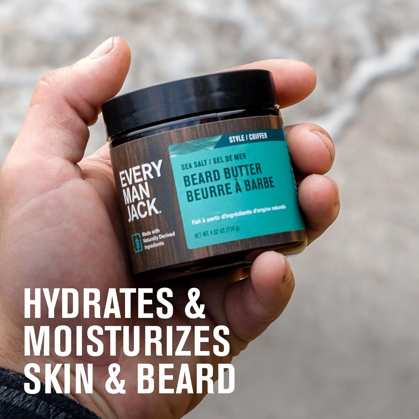 Every Man Jack Beard Butter- Subtle Sea Salt Fragrance - Hydrates and Styles Dry, Unruly Beards While Relieving Itch - Naturally Derived with Shea Butter and Coconut Oil - 4-ounce (2 Pack)