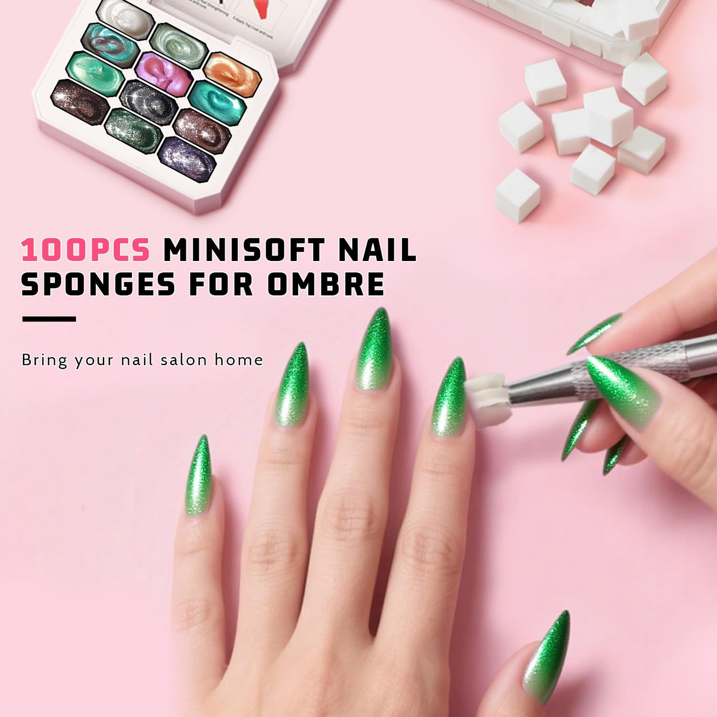 Sponge Pat Paint Nail Gel, Ombre Nails Gradient Gel Nail Blush Blooming Aura Nails Drawing Stripper Floral Painting DIY Nail Art, No Wipe, UV/LED Curing (12 Colors i)