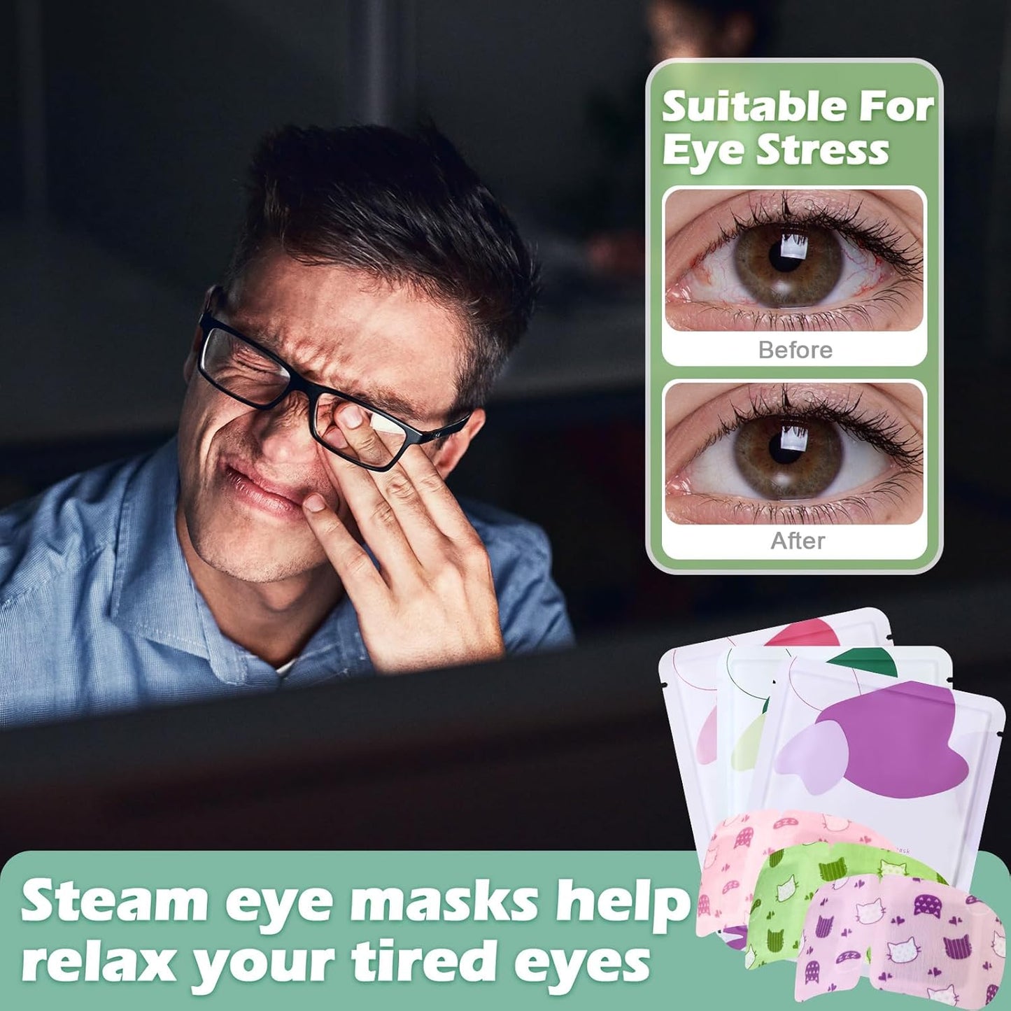 96 Pack Steam Eye Mask Disposable Heated Eye Mask for Dry Eyes Self Heating Eye Mask Warm Eye Compress Lavender Unscented Rose for Eye Fatigue Relief Women Men Travel Sleep Spa Gift