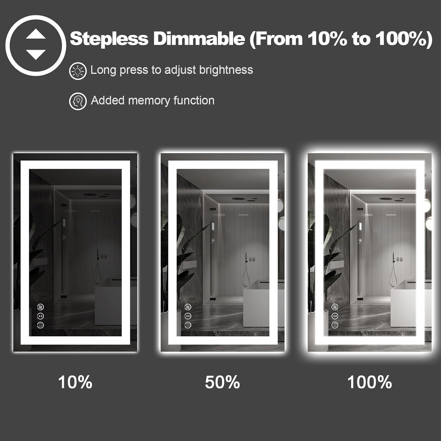 Amorho LED Bathroom Mirror 60'' X40'' with Front and Backlight, Large Dimmable Wall Mirrors with Anti-Fog, Shatter-Proof, Memory, 3 Colors, Double LED Vanity Mirror