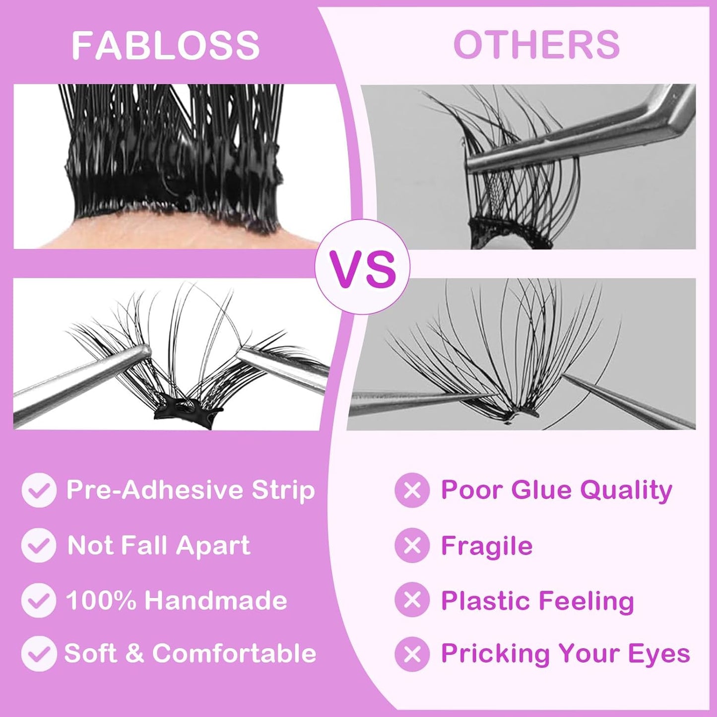 Self Adhesive Eyelashes Kit 80Pcs D Curl Press on Lashes Reusable Self Adhesive Lashes No Glue No Remover Needed DIY Lash Extension Kit with Tweezers for Beginners(10-16mm)