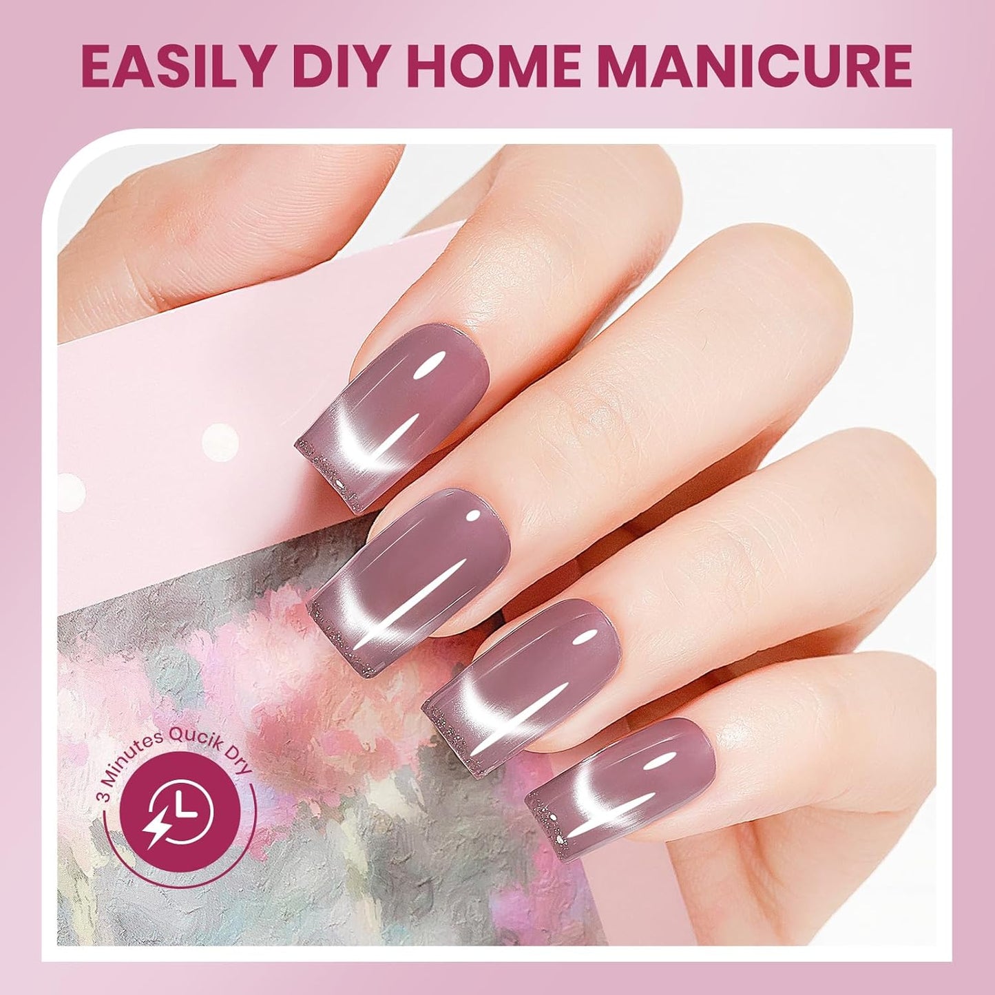 Magnetic Nail Polish Non Gel Quick Dry Glitter Cat Eye Nail Polish Cats Eye Toe Fingernail Air Drying Fast Lacquer Manicure Gift For Women Girls 16ml, 0.54fl oz