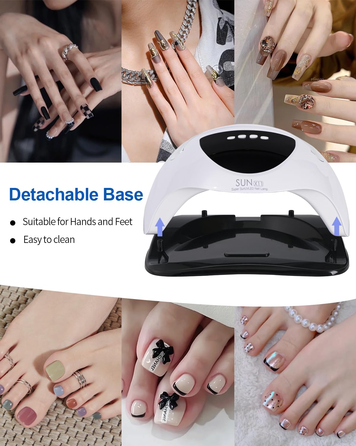 UV Nail Lamp 288W UV Light for Gel Nails Professional UV Lamp for Gel Nail Polish Nail Dryer with 63 LED Beads 4 Timer Smart Sensor LCD Display Portable Handle Fast Curing for Salon and Home