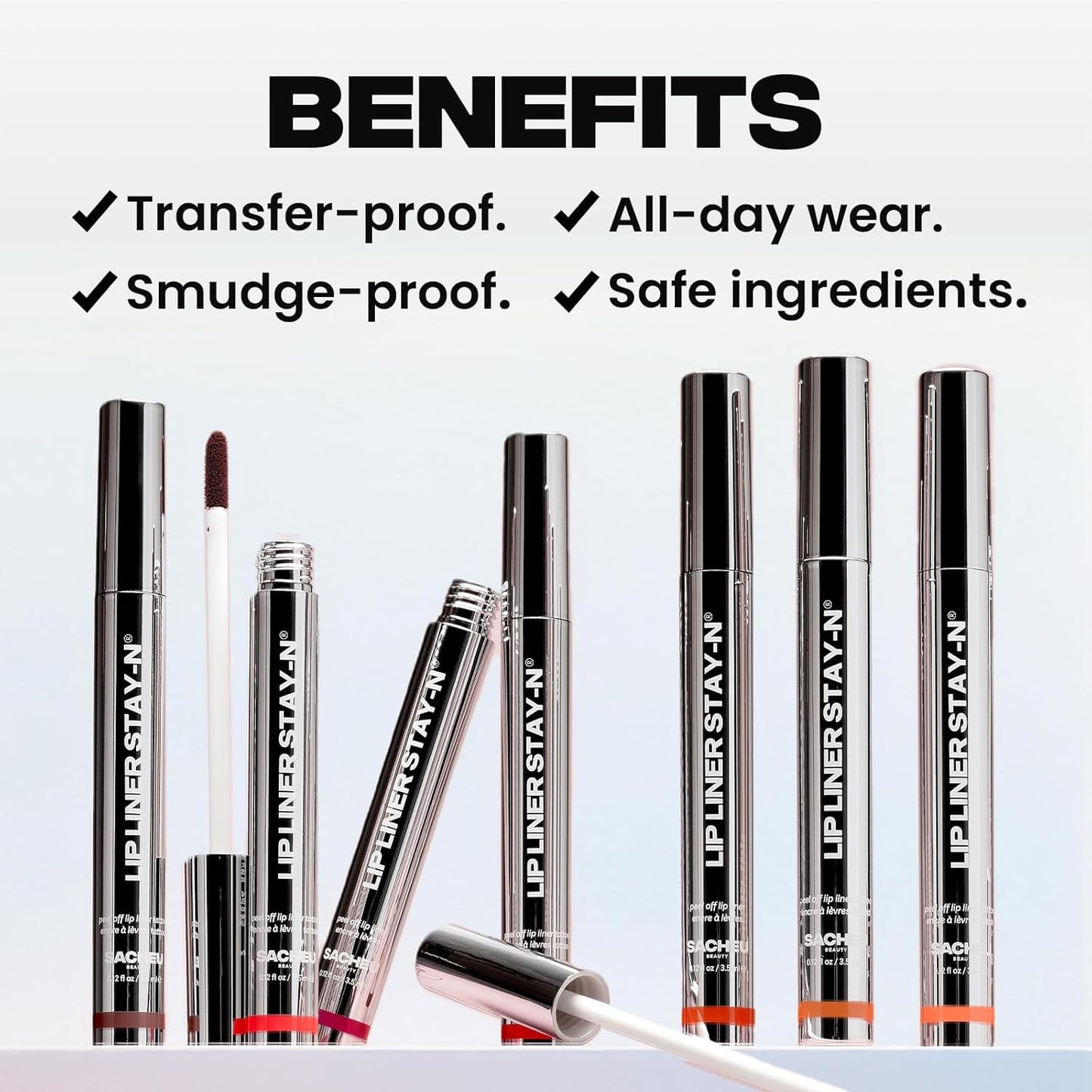 Sacheu Lip Liner STAY-N Peel Off Lip Stain — Long Lasting Matte Lip Tattoo Transfer Proof Lipstain Infused with Hyaluronic Acid & Vitamin E for All Skin Types — Vegan & Cruelty-Free, MUAH-VE