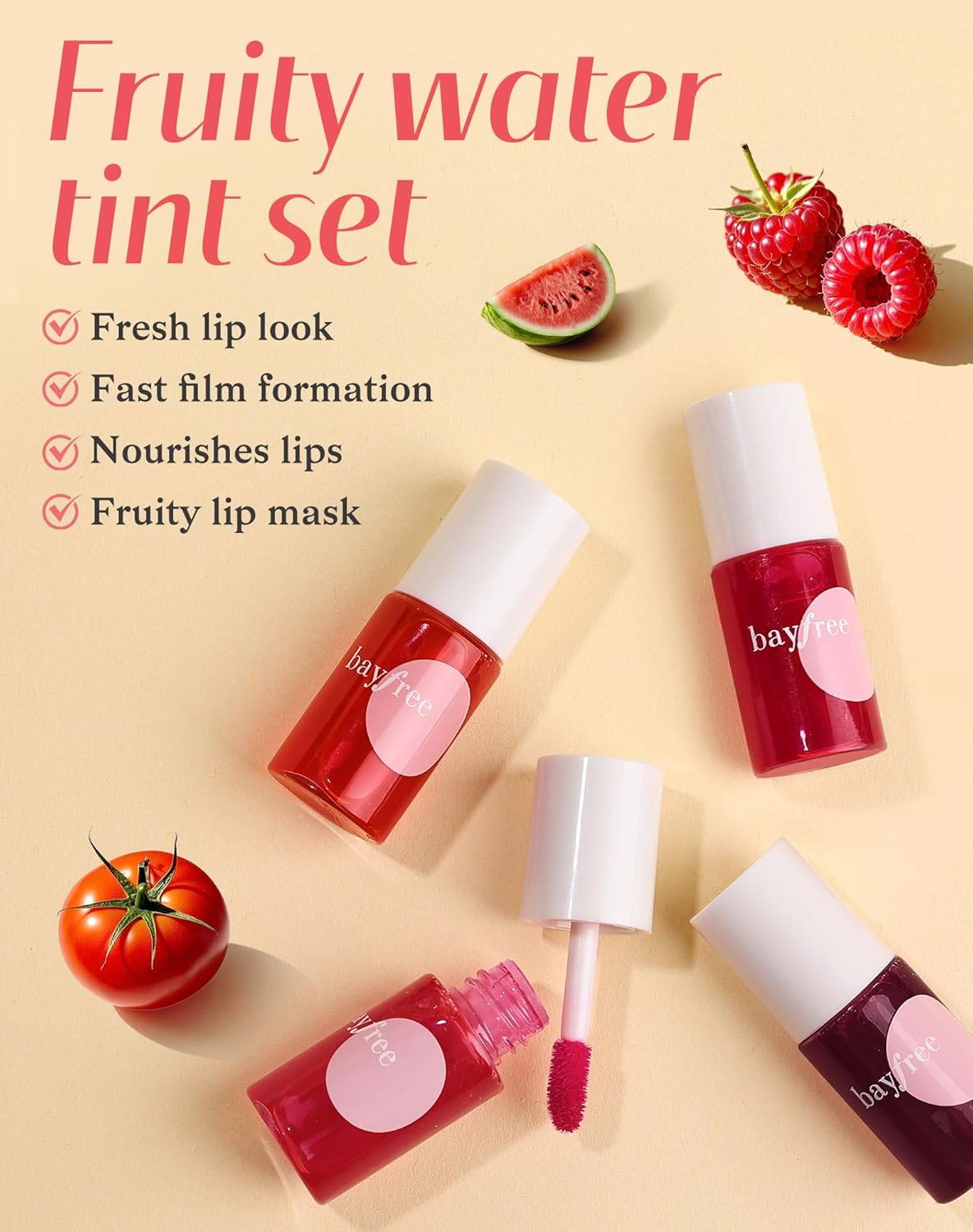 Lip Tint Stain Set, Lip Stain Long Lasting Lightweight Waterproof, Transfer-Proof, Non-sticky, Lip Makeup Matte Finish