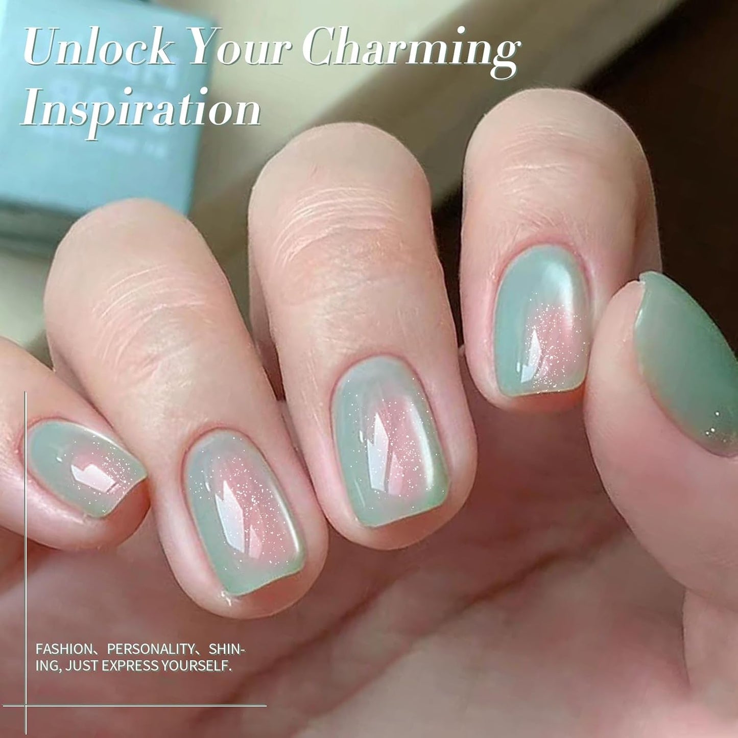 BORN PRETTY Cat Magnetic Eye Gel Nail Polish,Tuberose Green Magnetic Gel Polish Shimmer Magnetic Eye Gel Manicure Nail Art DIY 15ml