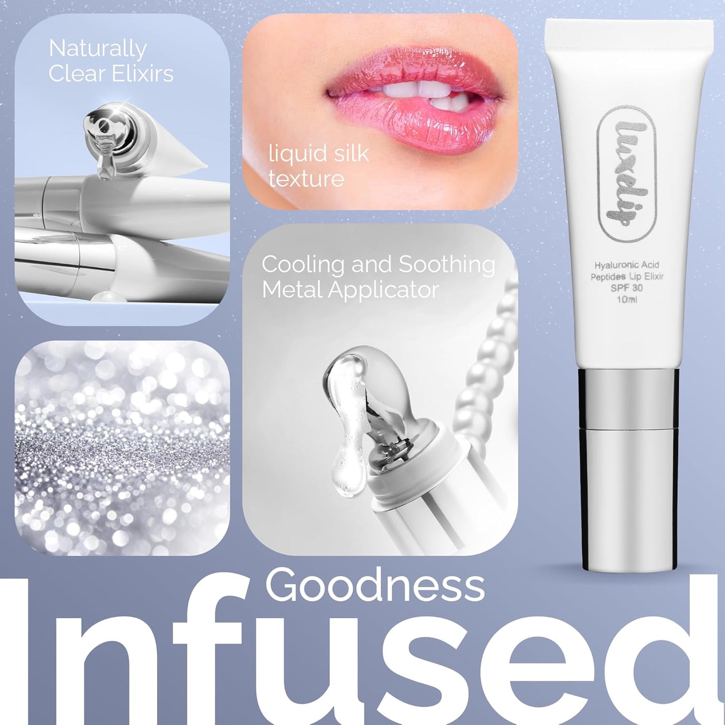 Tinted Lip Balm Elixir for OIder Women, Hydrating Vegan Lip Care with Sheer Color & Moisturizing Glow – Non-Sticky Nourishing Lip Treatment for Soft, Smooth Lips (Naturally Clear 10ml)