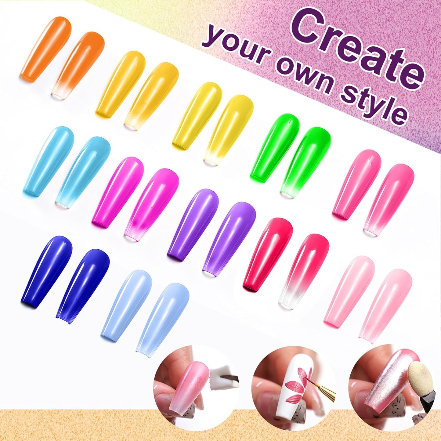 Gradient Painting Gel, 12 Bright Colors Ombre Gel Nail Polish for Pigment Pat Aura Nails, French Manicure DIY Nail Art Long-lasting No-wipe Palette Mojito Sunrise Canvas