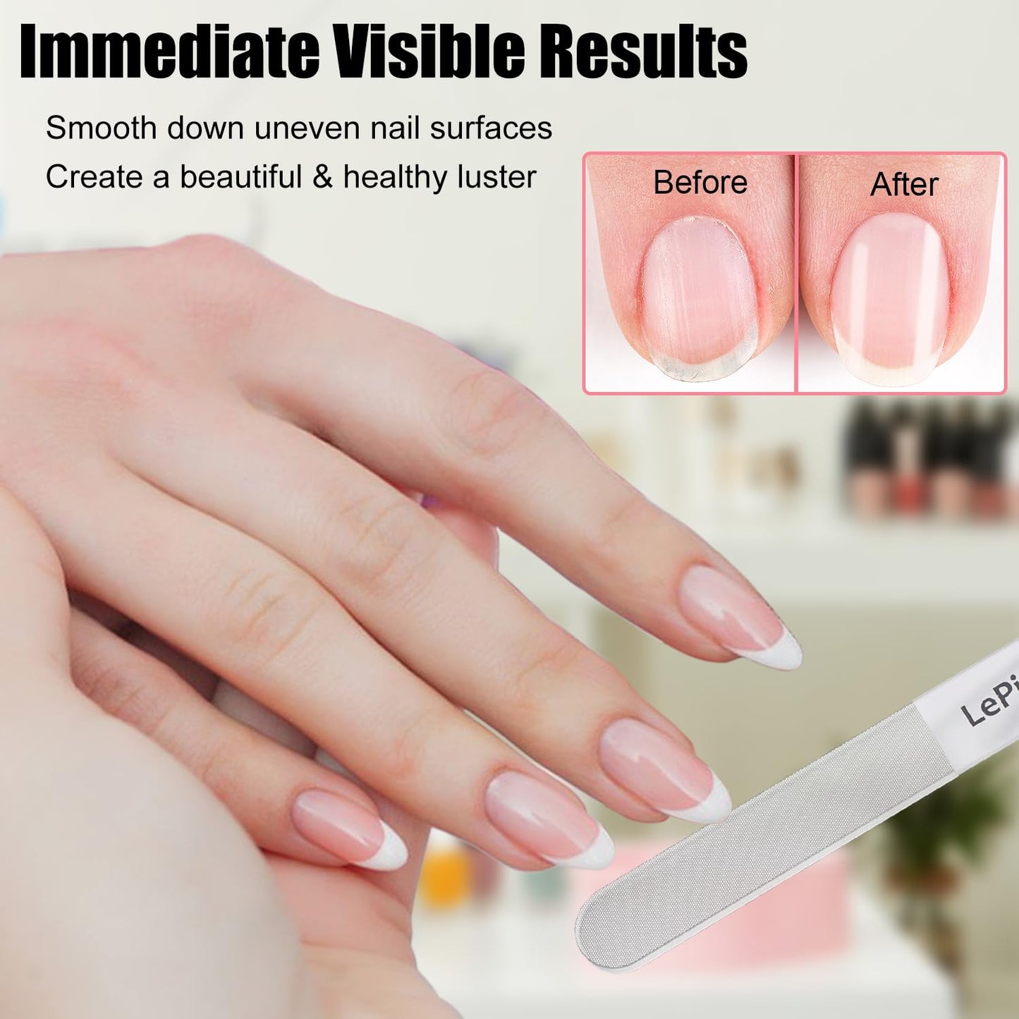 Nano Glass Nail Shiner Kit, Multi-Purpose Nail Buffer for Shaping Buffing and Polishing Natural Nails, Fine Crystal Nail Files Set, Professional Manicure Tools for Home and Salon Use, 2 Pack