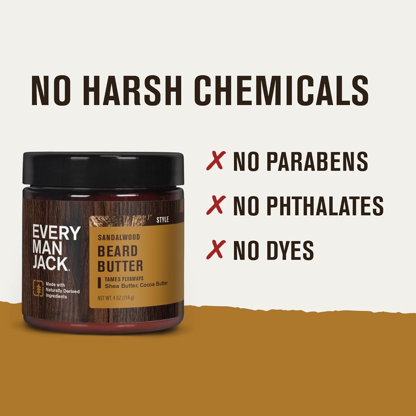 Every Man Jack Beard Butter- Subtle Sandalwood Fragrance - Hydrates and Styles Dry, Unruly Beards While Relieving Itch - Naturally Derived with Shea Butter and Coconut Oil - 4-ounce (2 Pack)