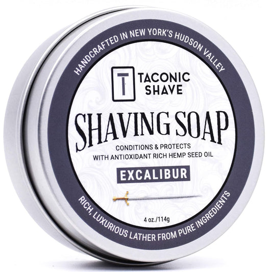 Taconic Shave Excalibur Scent Shaving Soap – Clean Masculine Cologne Aroma – Barbershop Quality Lather Puck with Natural Oils – Smooth Glide – Handmade in USA