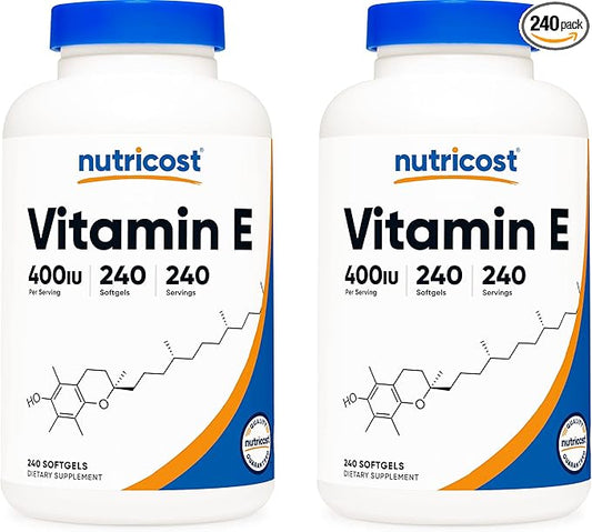 Nutricost Vitamin E 400 IU, 240 Softgel Capsules (2 Bottles)