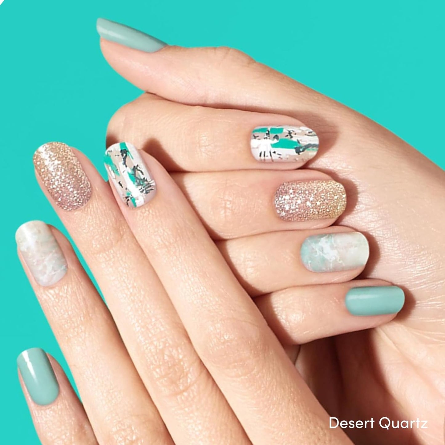 Dashing Diva Gloss Nail Strips Bundle - The Quartz Collection- Spiritual Journey & Desert Quartz - UV Free, Chip Resistant, Long Lasting Gel Stickers - Contains 2 Sets