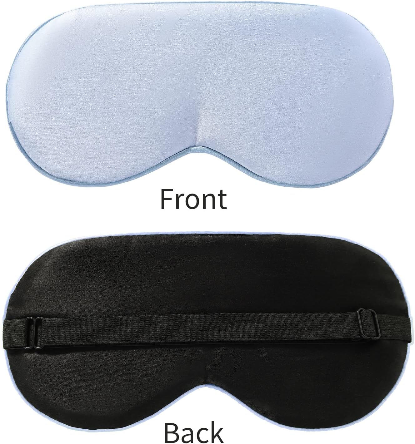 2-Pack 100% Real Natural Silk Eye Mask, Silk Sleeping Mask, Shade Puffy Eye Gift with Adjustable Straps, Sleep Eye Mask, SHJINJU Eye Mask Shade (Black and Light Blue)