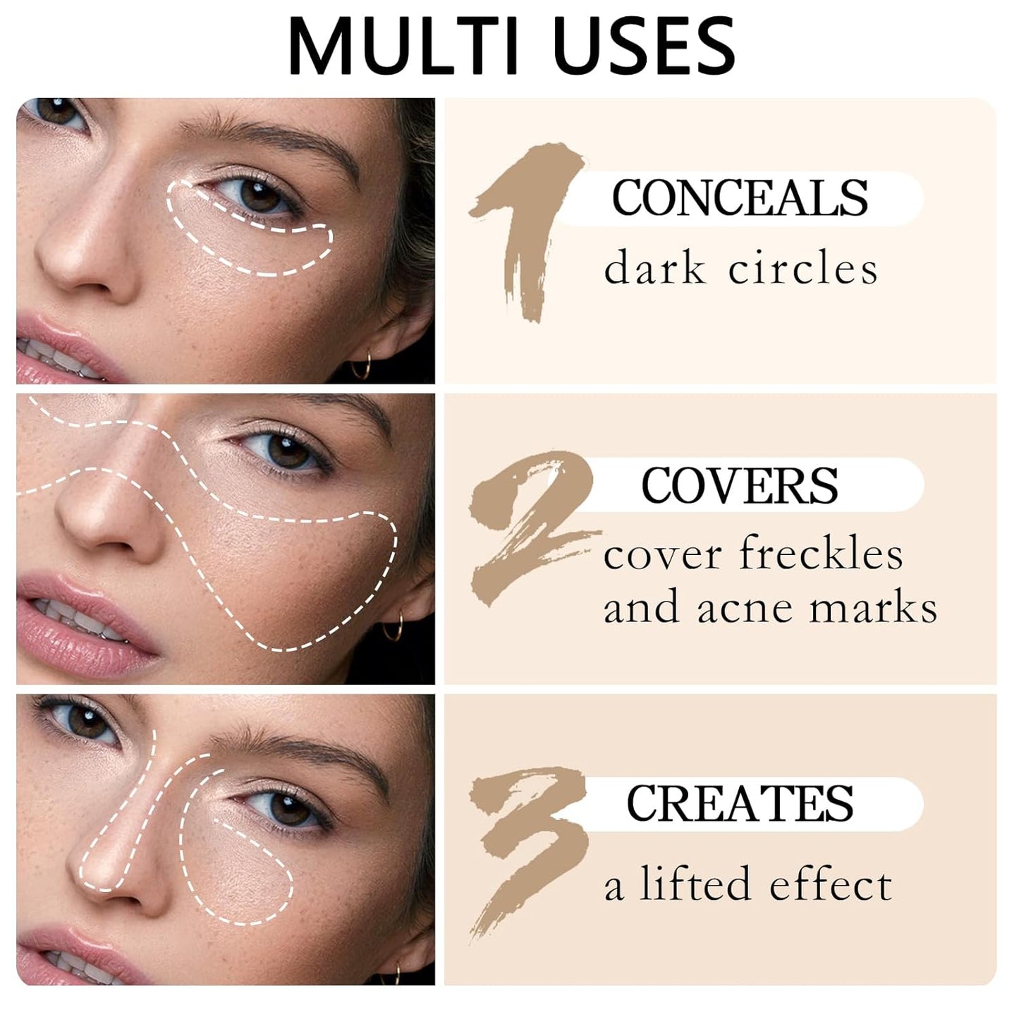 2pcs Concealer Pencil with Sponge,Full Coverage,Waterproof Under Eye Concealer Stick for Dark Circles,Blemishes,Aging Spots,Acne,Freckles