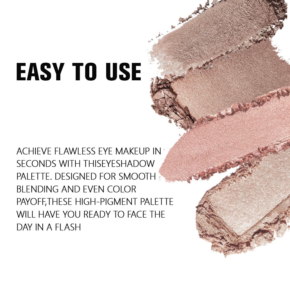 evpct Eyeshadow Quad Palette, Taupe Bronze Champagne Peach Pink Nude Glitter Shimmer Metallic Matte High Pigment Eye Shadow Palette Makeup for older Women, Smudge Proof Vegan Cruelty-free Sheerly Nude