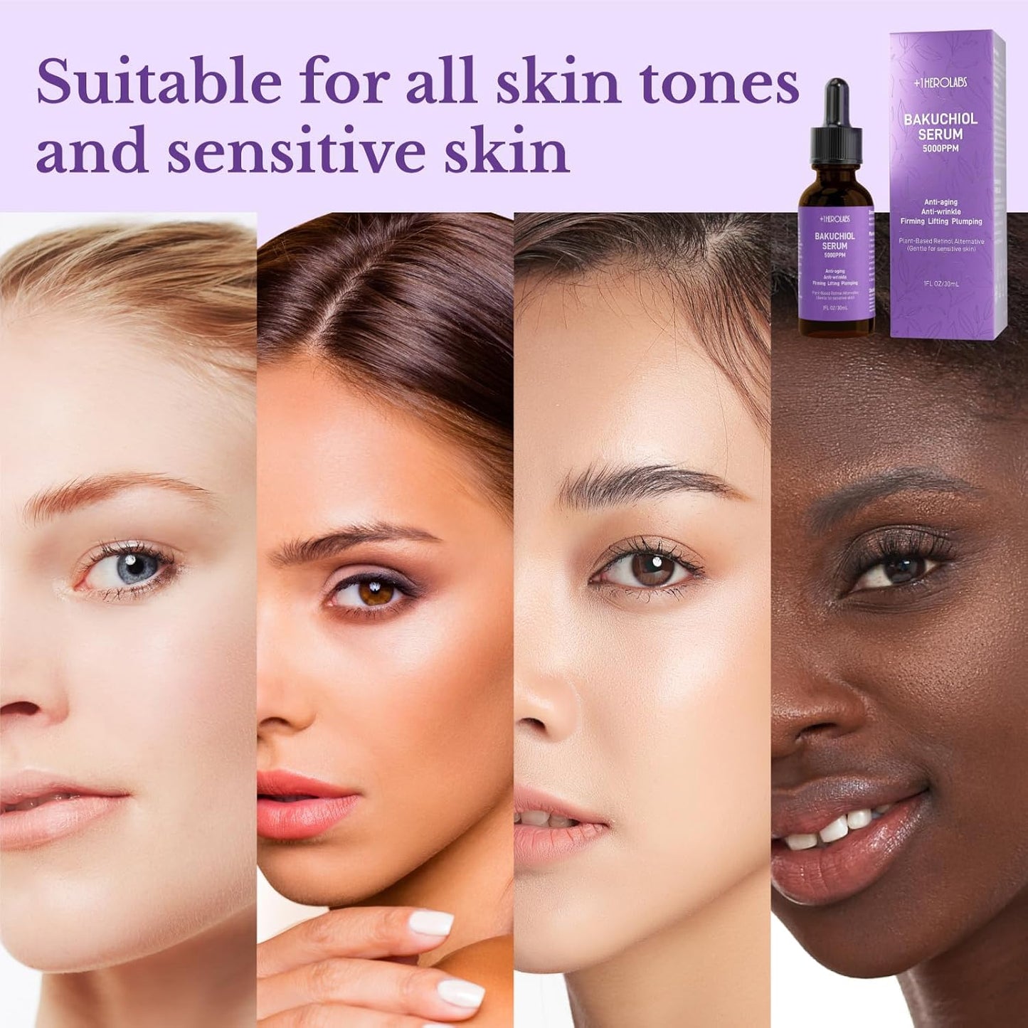 Bakuchiol Retinol Serum for Face, Retinol Alternative for Sensitive Skin with Vitamin E, Hyaluronic Acid, Collagen, Serum for Anti-Aging, Wrinkle Reduction Skin Firming & Smoothing 1 oz