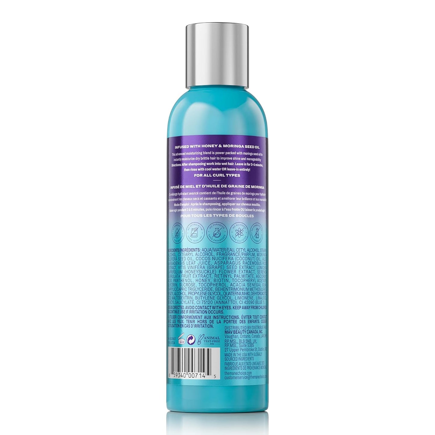 The Mane Choice Tropical Moringa Sweet Oil & Honey Endless Moisture Rinse Out or Leave In Conditioner, Detangles, Softens & Nourishes Dry, Brittle Hair, Helps Reduce Breakage & Smooth Frizz, 8 Oz