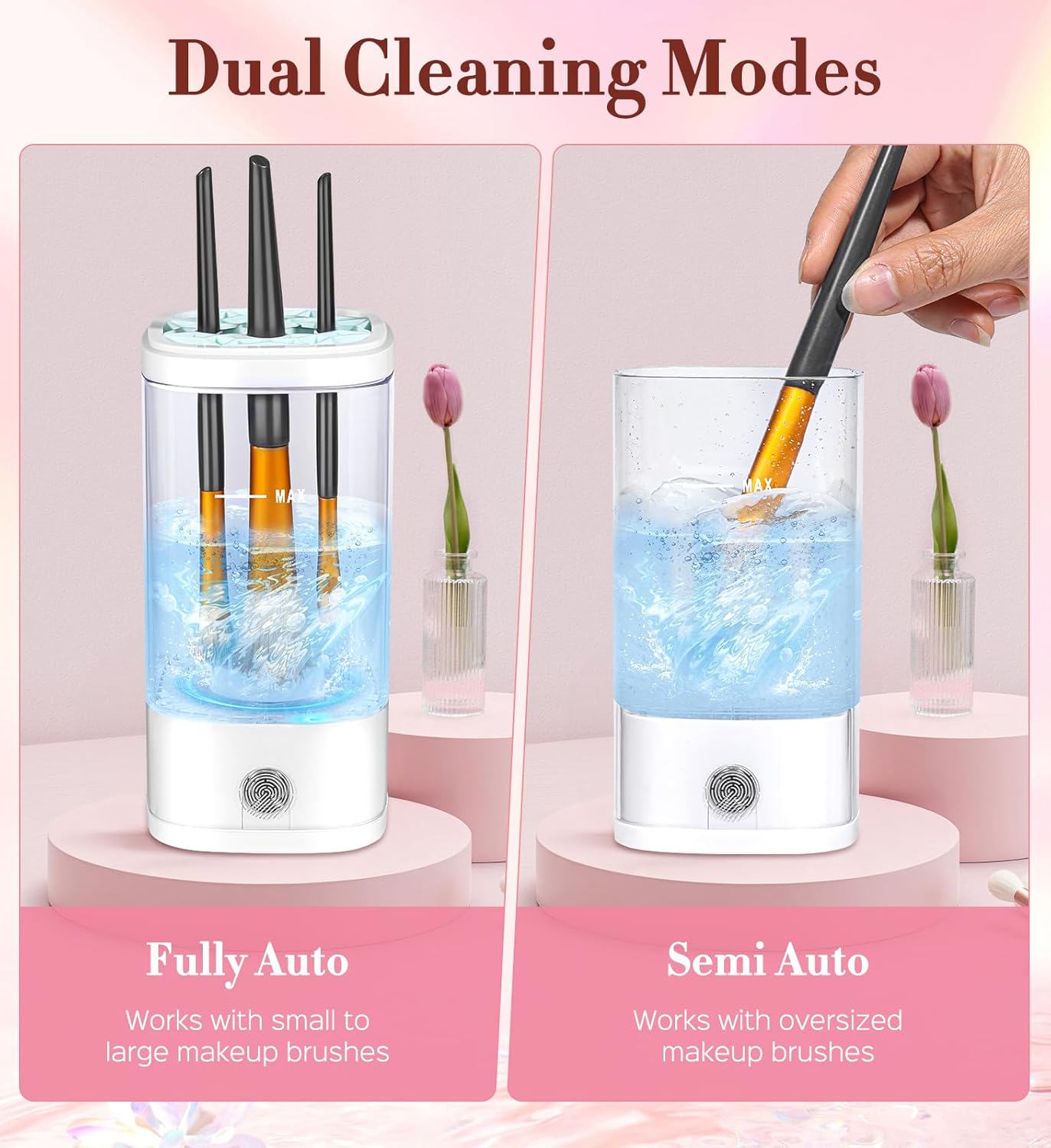 Electric Makeup Brush Cleaner, 7000 RPM Makeup Brush Cleaner Machine, Efficient Automatic Portable USB Cleaner Tool for All Types of Makeup Brushes, Convenient Makeup Brush Cleaning-Transparent ﻿