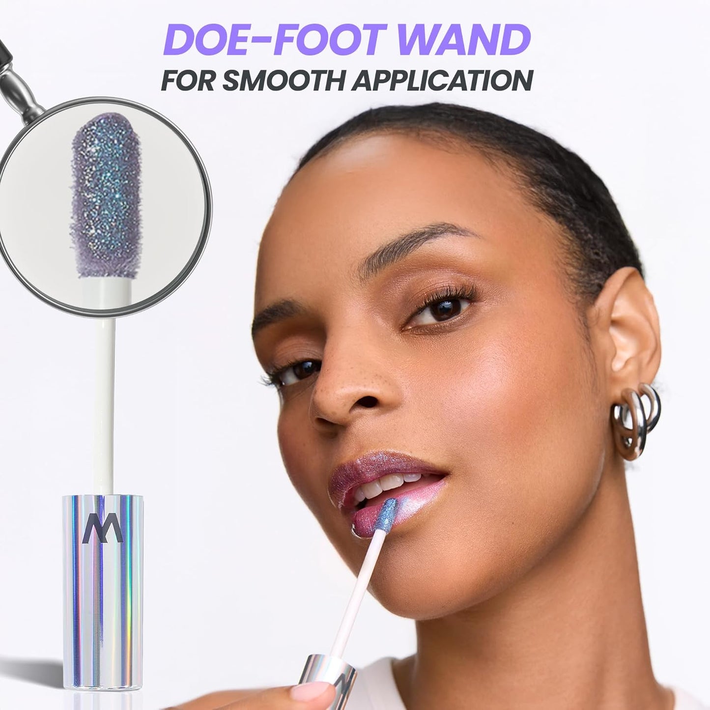 Wonderskin Lip Gloss Blading Top Gloss, Hydrating and High Shine Finish Lip Makeup (Blue Glitter)