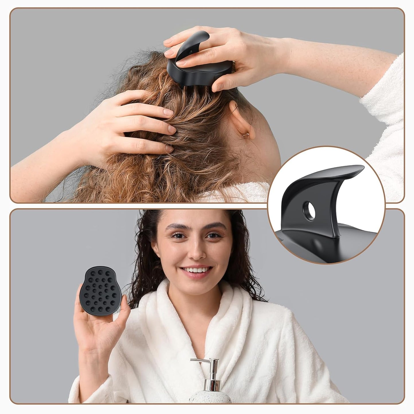 Electric Scalp Massager Hair Growth Brush with Soft Silicone Bristles,Head Scalp Massager for Relax,3-Level Vibration,IPX6 Waterproof for Hair Growth & Dandruff Removal Mothers Day Gifts(Black)