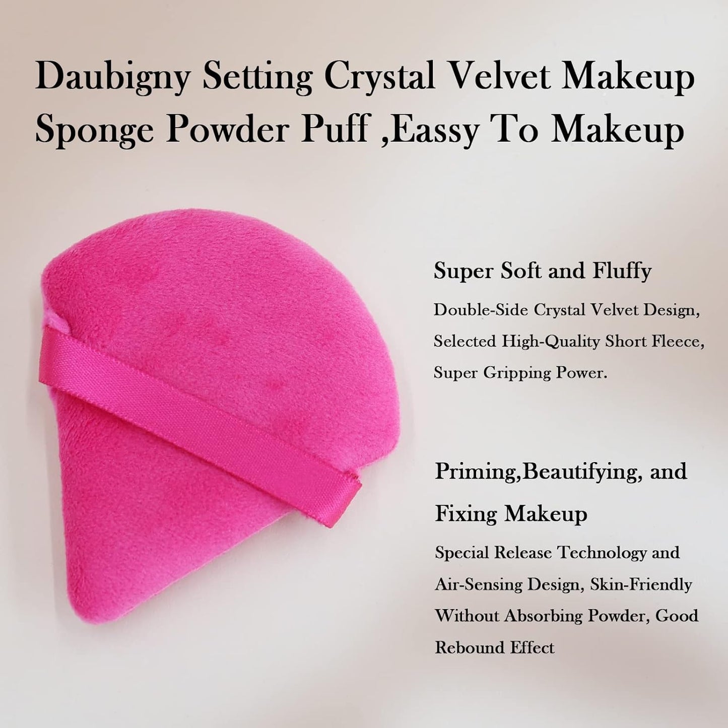 Powder Puffs Daubigny 6 Pieces Powder Puff Face Soft Triangle Makeup Puff for Loose Powder Mineral Powder Body Powder Velour Cosmetic Foundation Blender Sponge Beauty Makeup Tools(Rose Red)