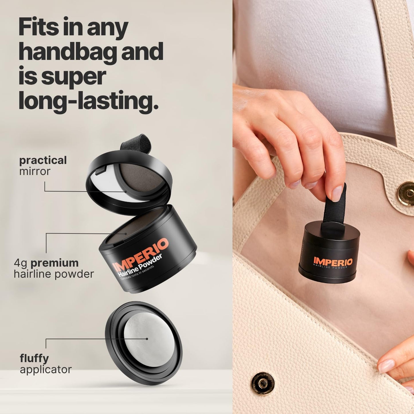 IMPERIO Root Touch Up Hair Powder for Concealing Hair Loss instantly - Hairline Powder for Women & Men - Water resistant Root Cover Up for Thinning Hair in Premium Hairdressing Quality (Dark Red)