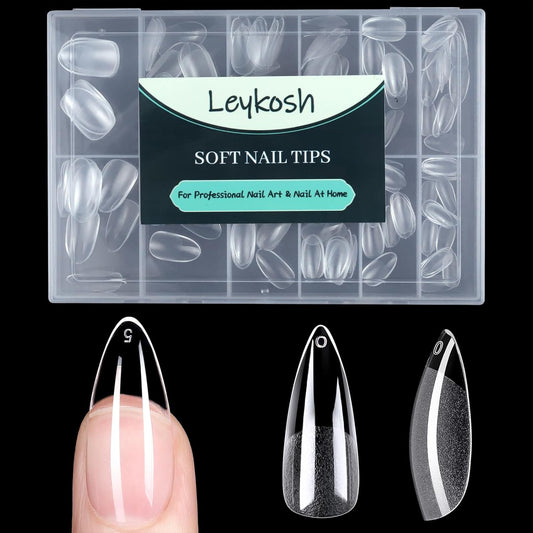 Long Stiletto Nail Tips, 216pcs Acrylic Fake Nails Gel Nail Tips Soft, Full Cover Pre-Shaped Matte Clear Press on Nails for Extension, Diy at Home Manicure 12 Sizes